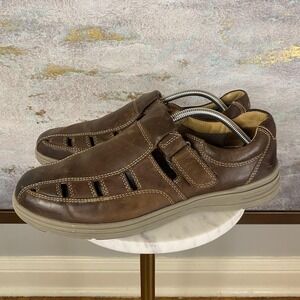 Johnston & Murphy Sandals Mens Size 10 Brown Leather Fisherman Hook & Loop